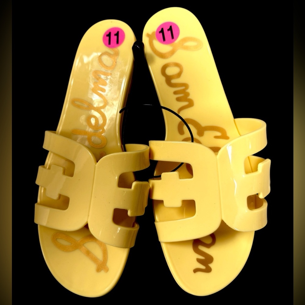 Sam Edelman bay jelly size 11 sandals yellow flats rubber shoes beach pool $120